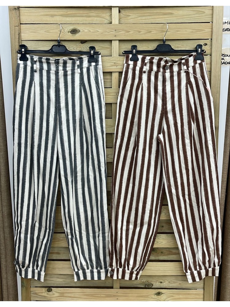 Pantalon bombacho raya difuminada