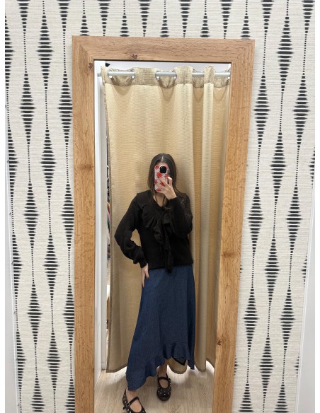 Jersey escote en pico con maxi volante