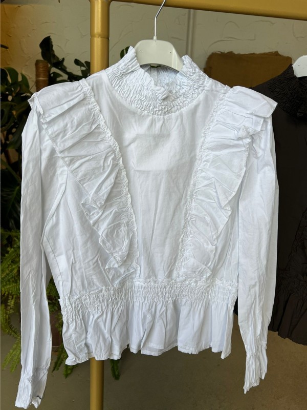 Camisa con doble volante y frunce en cuello y cintura 2