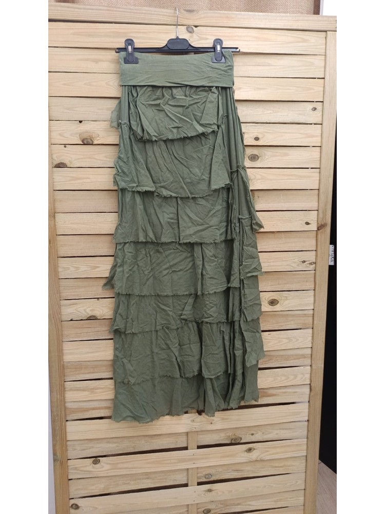 Falda de punto con capas de gasa maxi larga