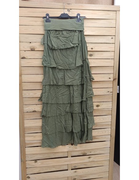 Falda de punto con capas de gasa maxi larga