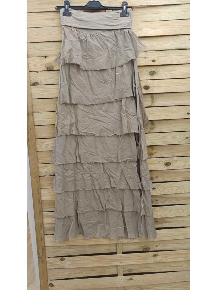 Falda de punto con capas de gasa maxi larga