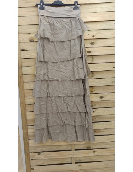 Falda de punto con capas de gasa maxi larga