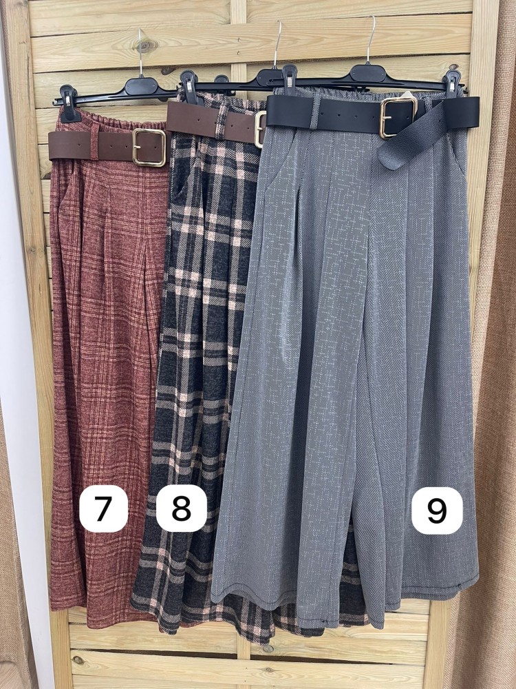 Maxi pantalon de cuadros con cinturón