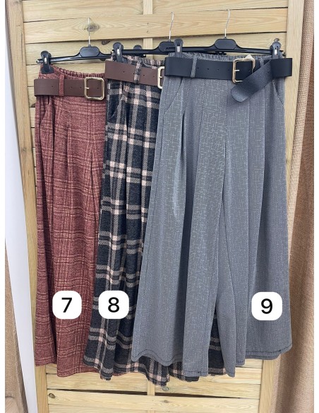 Maxi pantalon de cuadros con cinturón