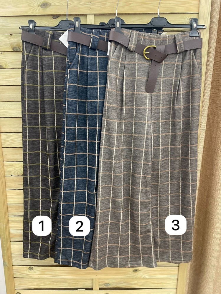 Pantalon cuadros de color con cinturón anudado