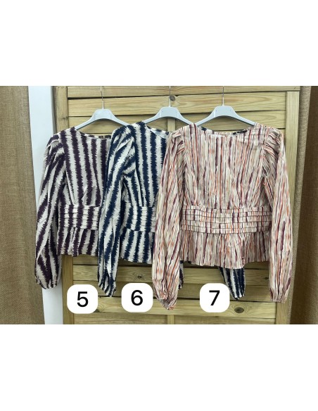 Camisa Carlota con pliegues en cintura