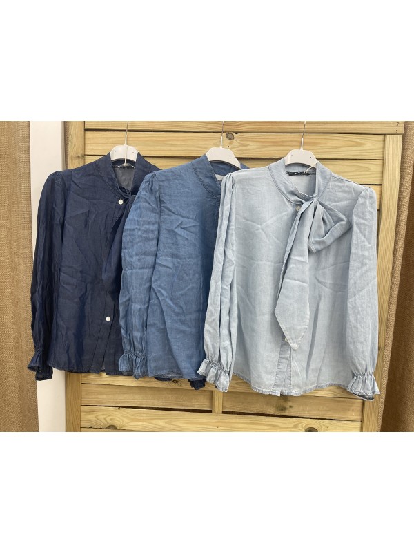 Camisa vaquera lazada asimetrica