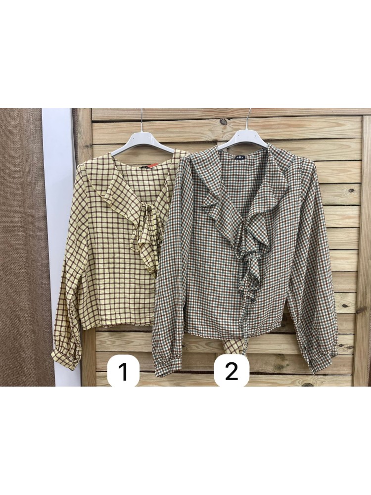 Camisa Jara con volante en escote y lacito