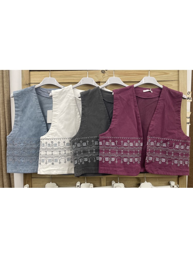 Chaleco bordado plata