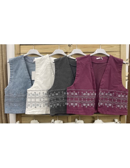 Chaleco bordado plata