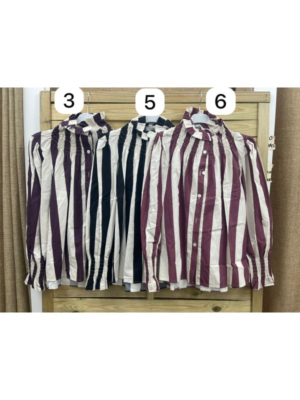 Camisa Málaga cuello frunce subido