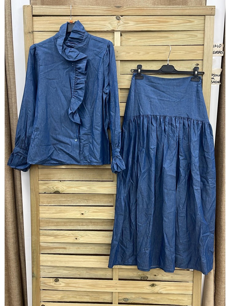 Camisa vaquera Eli volante vertical