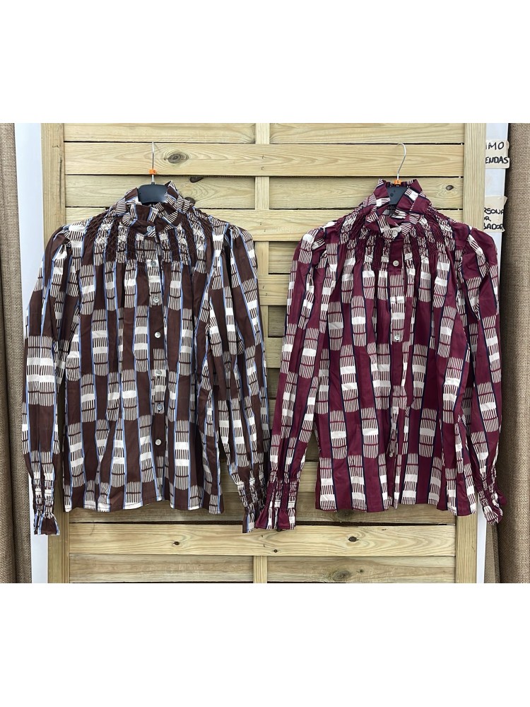 Camisa tricolor mini rectangulos verticales