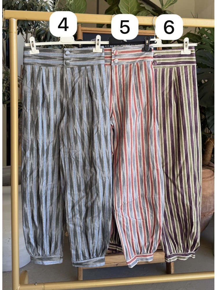 Pantalón bombacho de rayitas bicolor