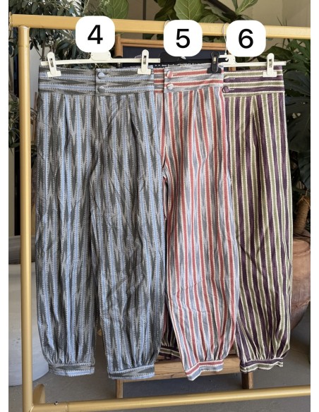 Pantalón bombacho de rayitas bicolor