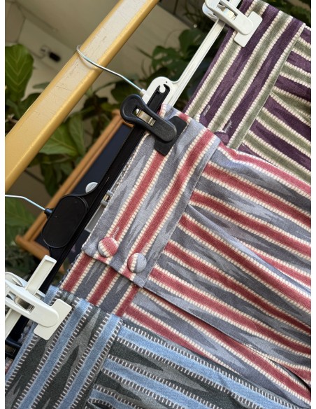 Pantalón bombacho de rayitas bicolor