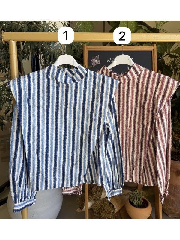 Camisa hombreras de rayitas difuminadas
