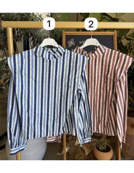 Camisa hombreras de rayitas difuminadas