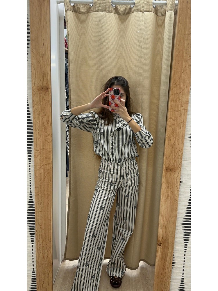 Camisa estampada con volante vertical Matilde