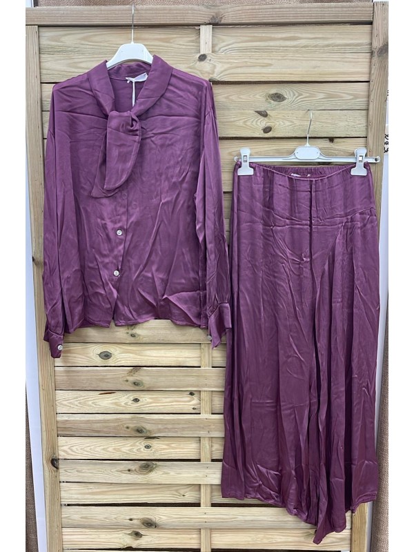 Camisa de satén nudo delantero 2