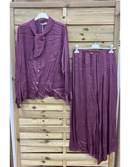 Camisa de satén nudo delantero