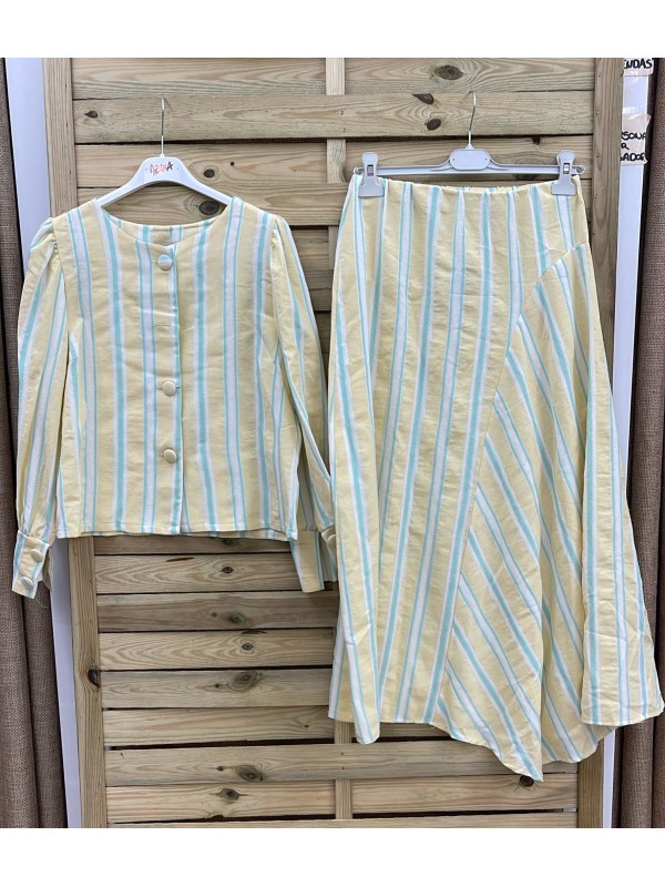 Falda Beatriz rayas corte asimetrico 2