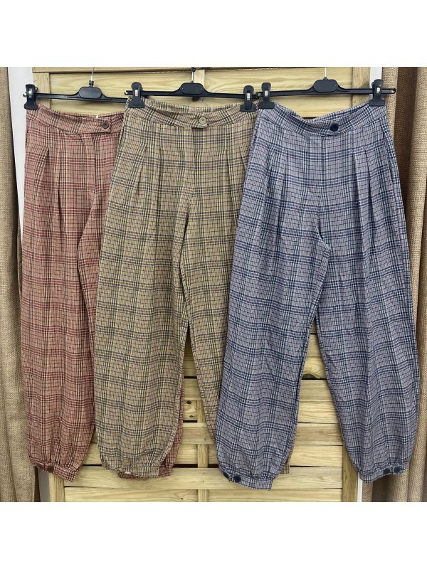 Pantalon Évora de cuadros bombacho