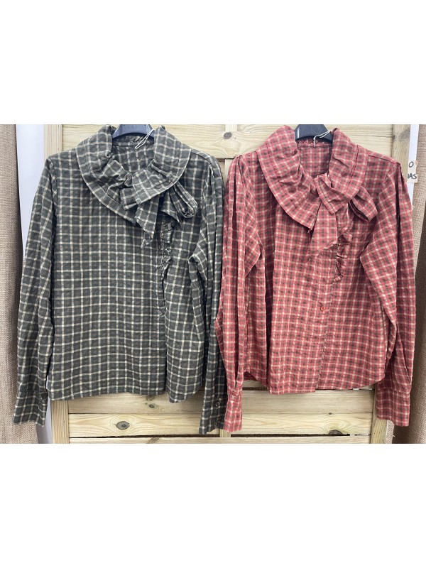 Camisa Estoril de cuadros con maxi cuello