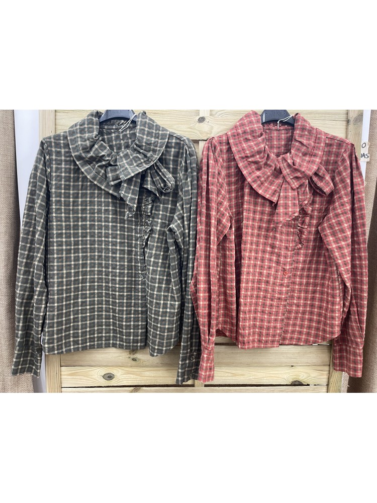 Camisa Estoril de cuadros con maxi cuello