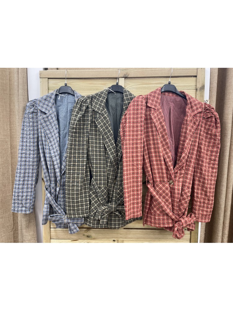 Chaqueta Estoril manga abullonada de cuadros