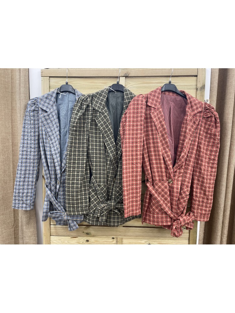 Chaqueta Estoril manga abullonada de cuadros