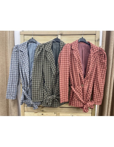 Chaqueta Estoril manga abullonada de cuadros