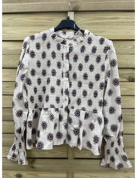 Camisa soles con pecho fruncido y botones