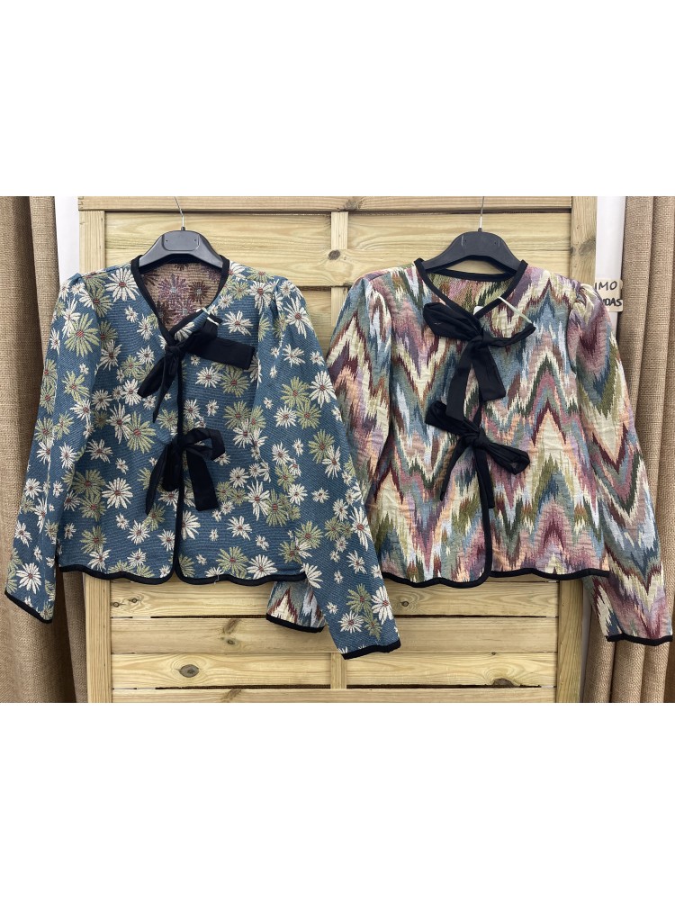 Chaqueta tapiz doble lazada negra