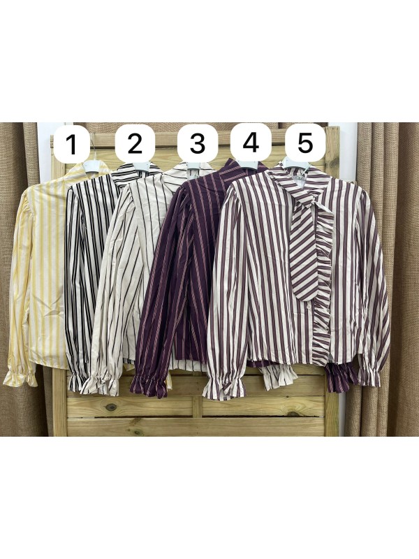 Camisa rayas Teresa con volante y nudo