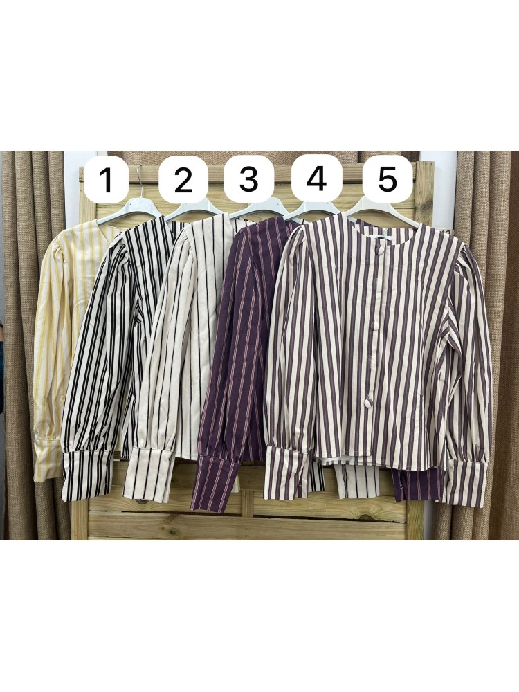 Camisa rayas Teresa con volante y nudo