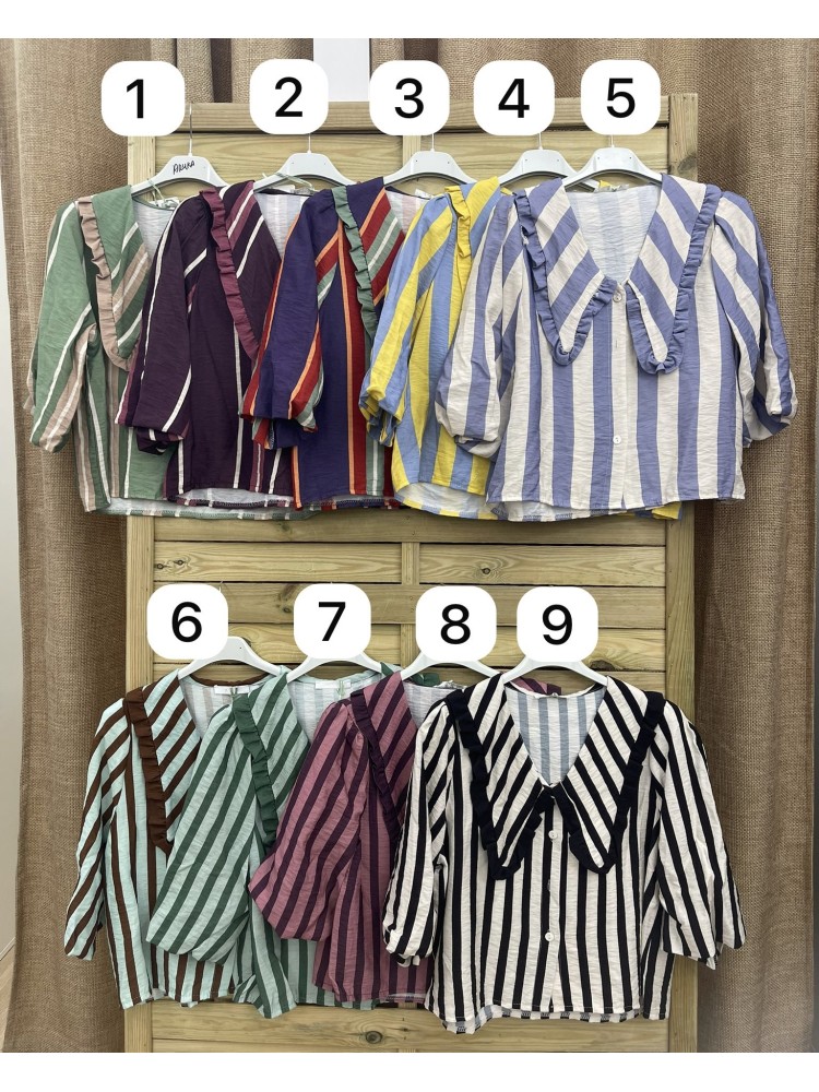 Camisa rayas Amanda con maxi cuello