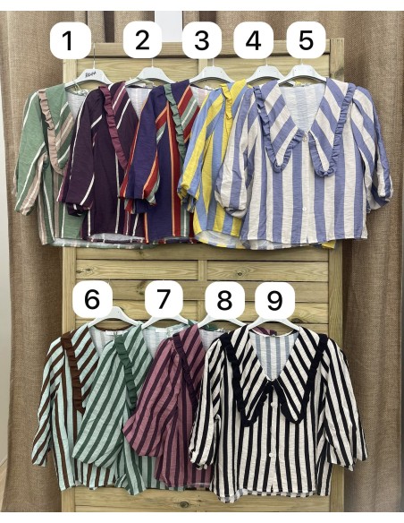 Camisa rayas Amanda con maxi cuello