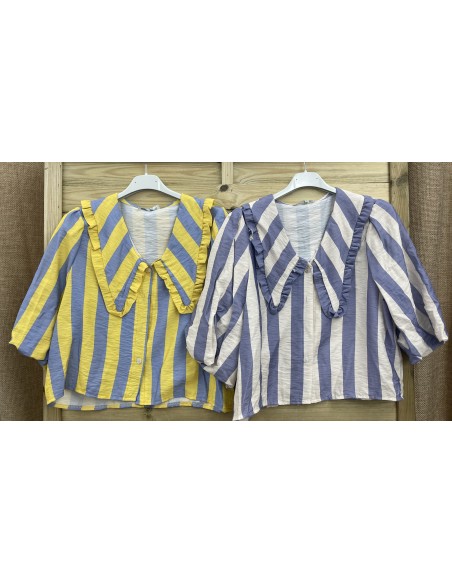 Camisa rayas Amanda con maxi cuello
