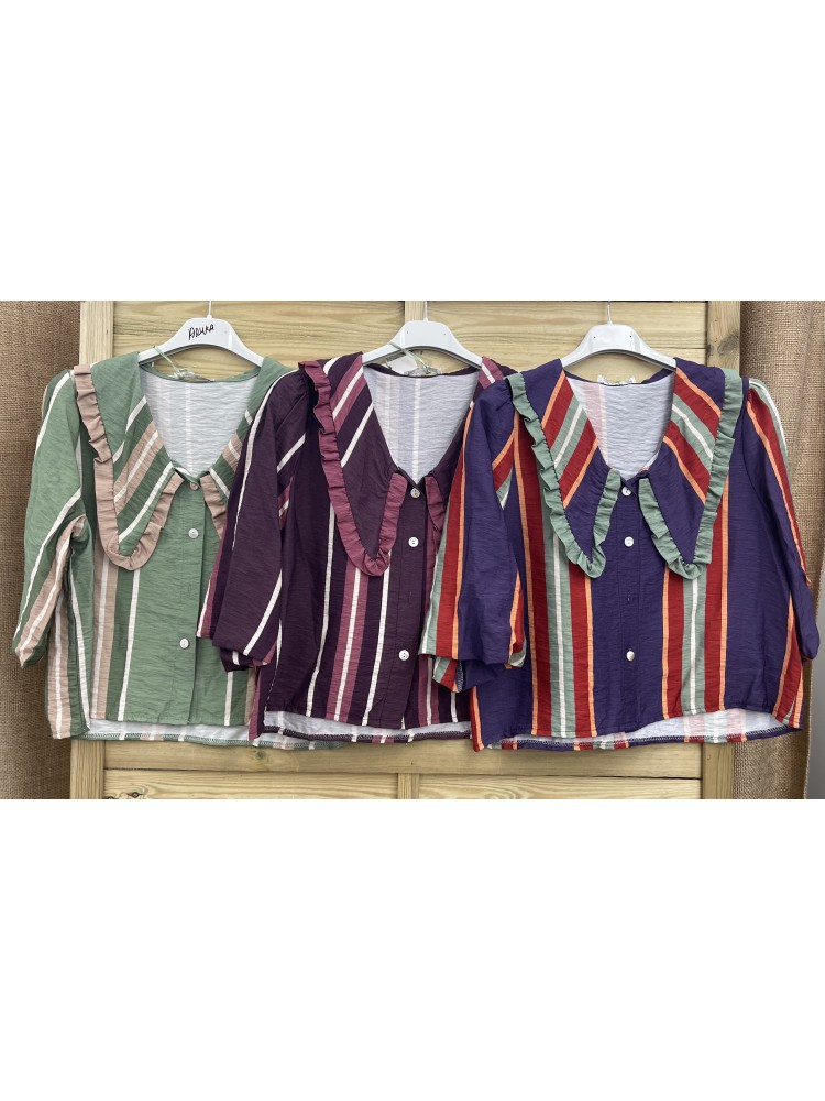 Camisa rayas Amanda con maxi cuello