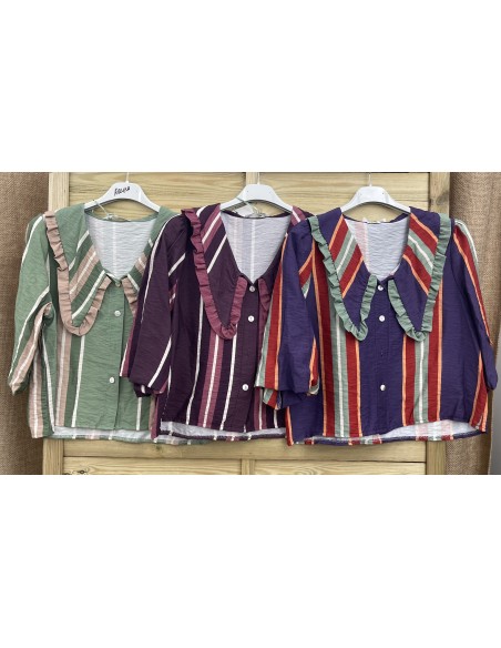 Camisa rayas Amanda con maxi cuello