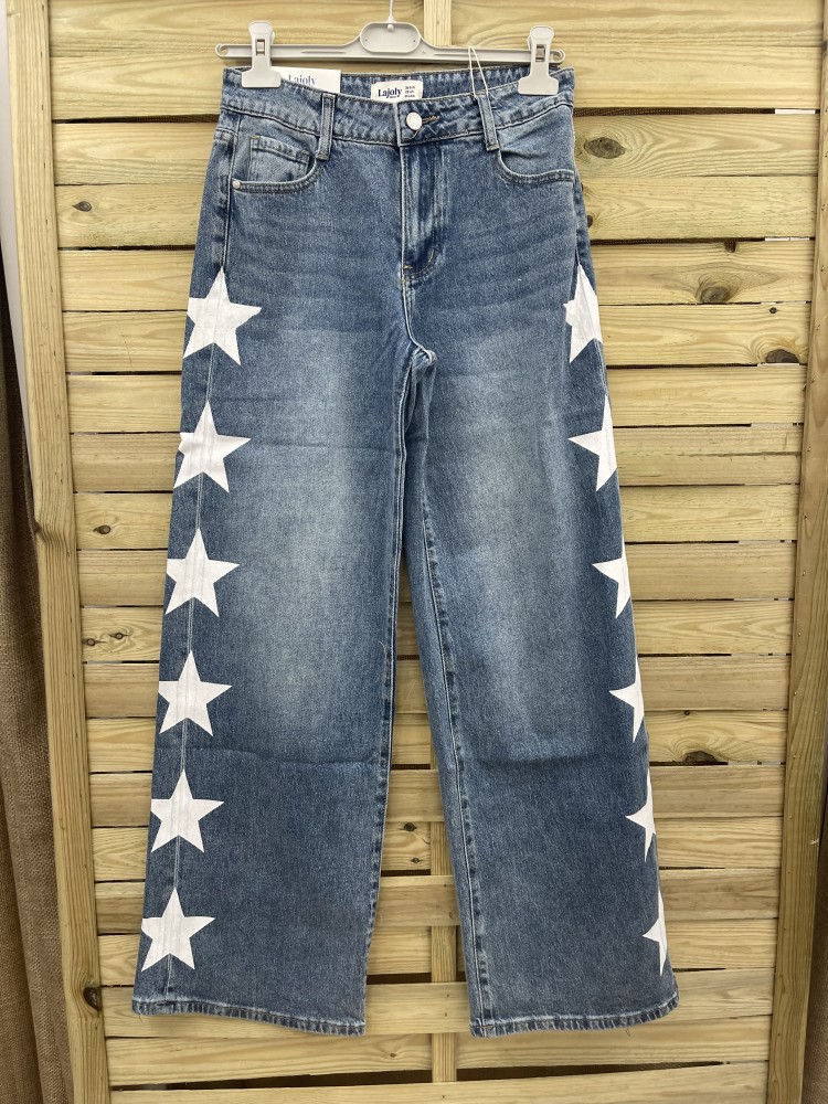 Jeans estrellas blancas laterales