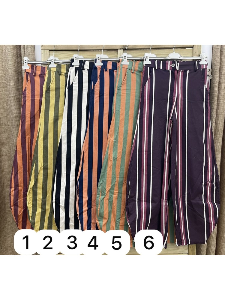 Pantalon barrel de rayas verticales de colores