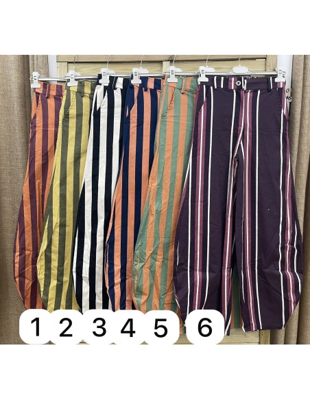 Pantalon barrel de rayas verticales de colores