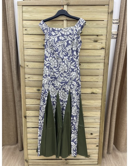 Vestido estampado con aberturas forradas lisas