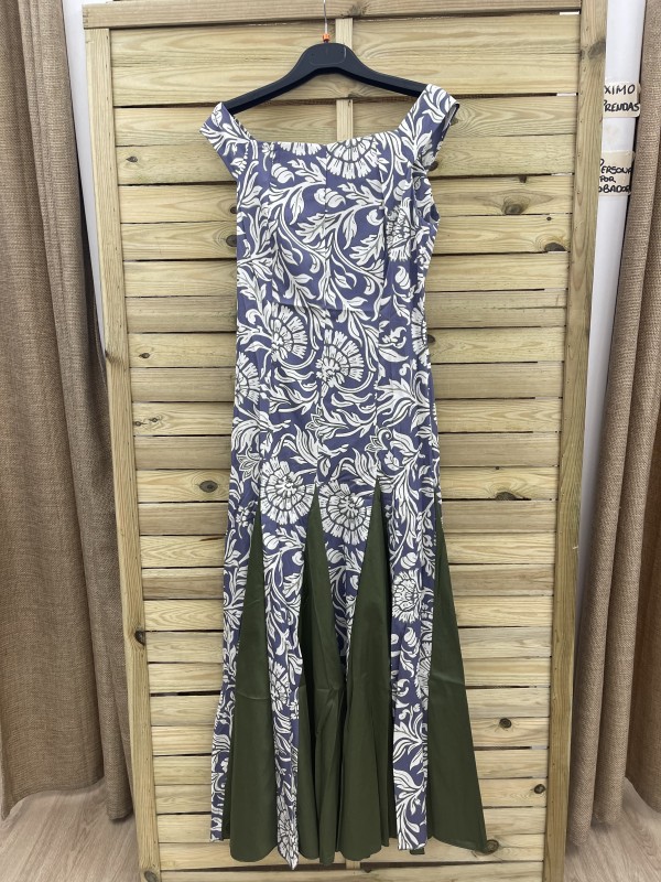 Vestido estampado con aberturas forradas lisas 2