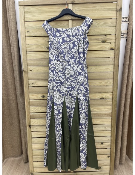 Vestido estampado con aberturas forradas lisas