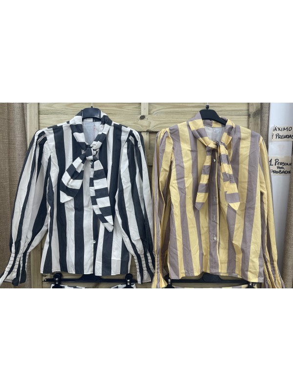 Camisa de raya ancha Peniche con nudo delantero