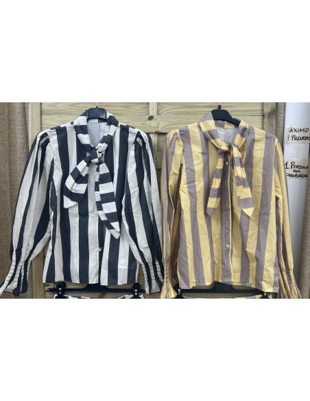 Camisa de raya ancha Peniche con nudo delantero